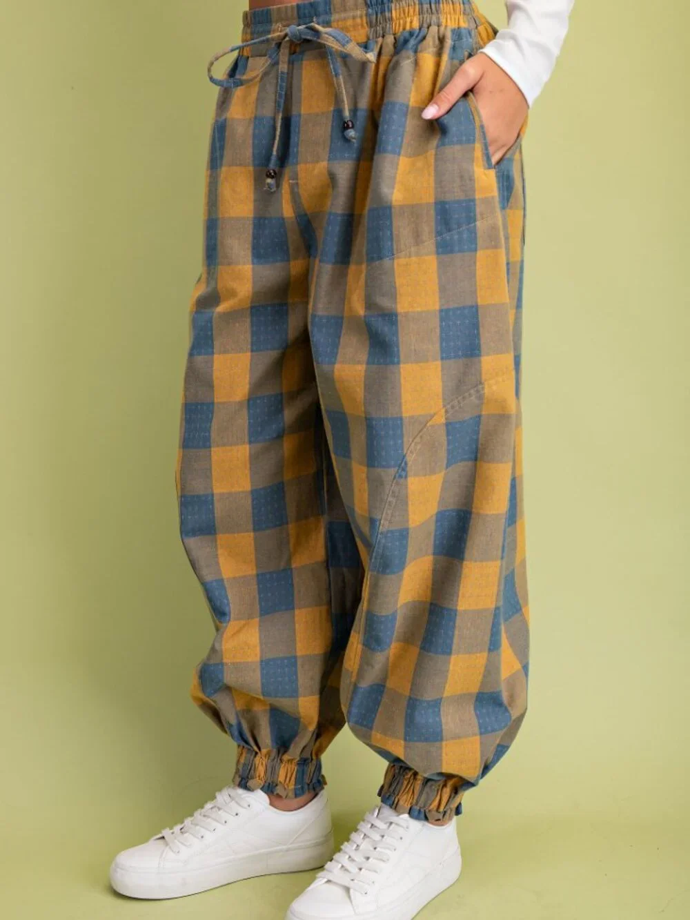Check Print Balloon Style Pants